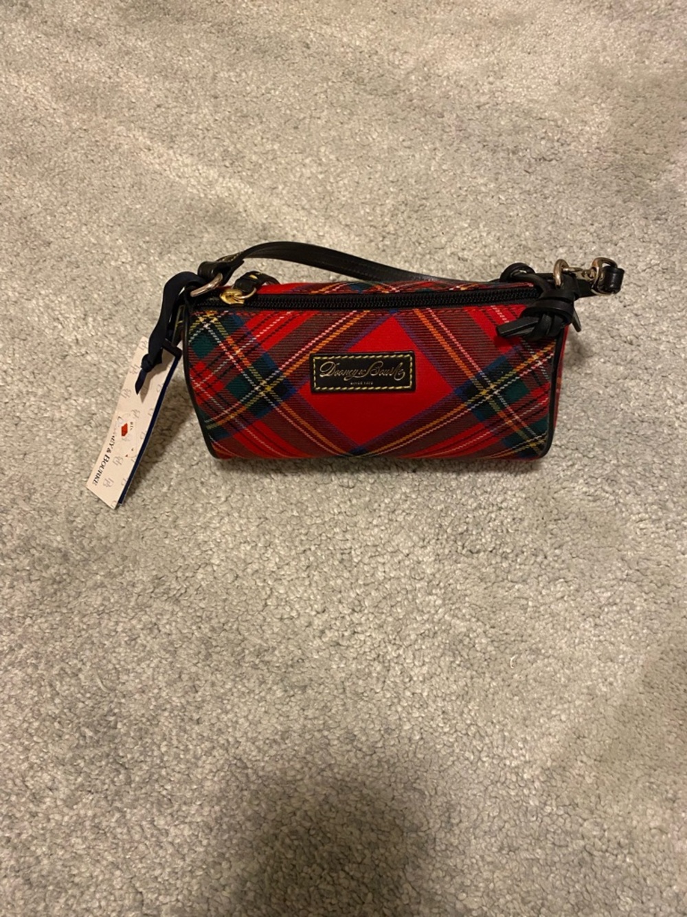 Dooney & Bourke Red Tartan Mini Barrel Wristlet